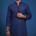 Navy Blue ChikanKari Kurta Only