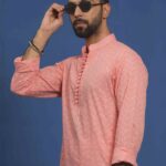Tea Pink ChikanKari Kurta Only