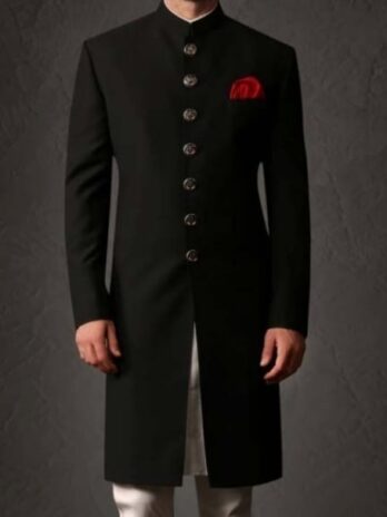 Black Traditional Sherwani For Wedding
