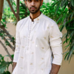 Off White Embroidered Kurta & Trouser (leafy)