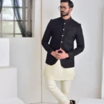 Black Embroidered Wedding Prince coat