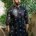 Black Embroidered Kurta Trouser (Leafy)