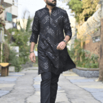 Black Mirror Work Embroidered Kurta Trouser