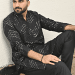 Black Mirror Work Embroidered Kurta Trouser