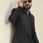 Black Embroidered Front Open Princecoat