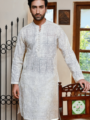 Imperial Off White Embroidered Kurta Trouser for Weddings