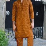 Elegant Mustard Embroidered Kurta Trouser for Weddings