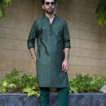 Elegant Green Embroidered Kurta Trouser Set
