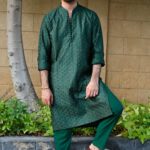 Elegant Green Embroidered Kurta Trouser Set