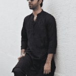 Elegant Black Embroidered Kurta Trouser Set