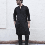 Elegant Black Embroidered Kurta Trouser Set