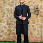 Black Front Open Prince coat For Wedding