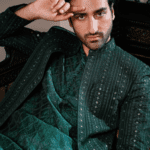 Dark Green Embroidered Prince Coat