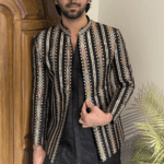 Elegant Black Multi Sequin Jacket for Mehndi